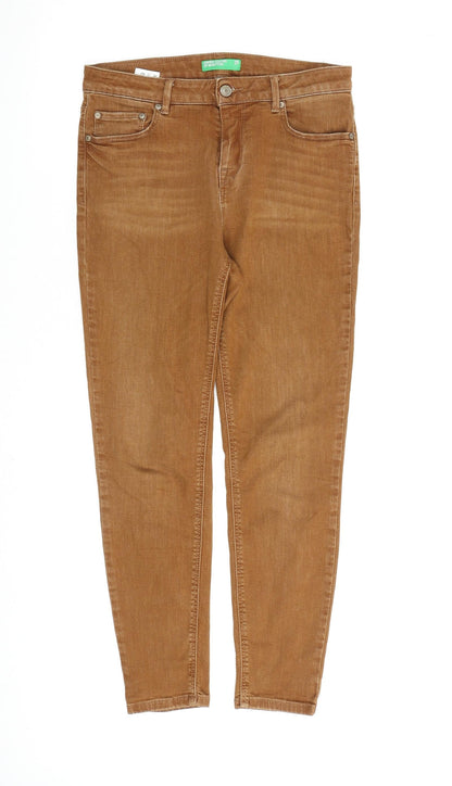 United Colors of Benetton Womens Brown Cotton Skinny Jeans Size 29 in L29 in Regular Zip