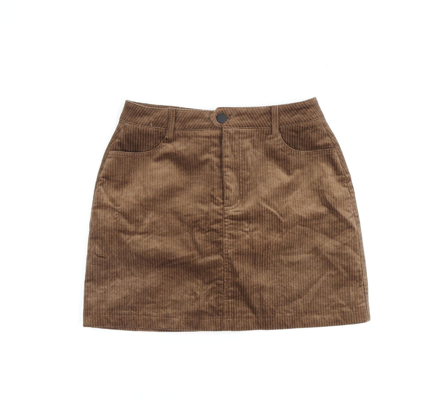 Qian Lang Womens Brown Cotton A-Line Skirt Size 28 in Zip