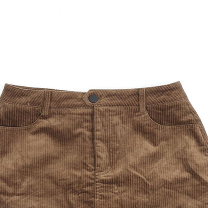 Qian Lang Womens Brown Cotton A-Line Skirt Size 28 in Zip