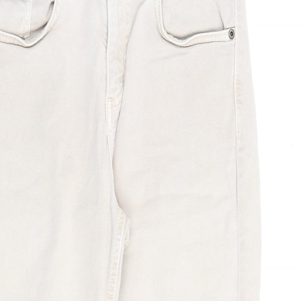 Indigo Womens Beige Cotton Cropped Jeans Size 12 L23.5 in Regular Zip