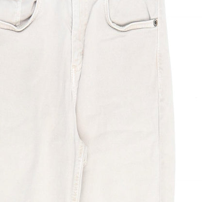 Indigo Womens Beige Cotton Cropped Jeans Size 12 L23.5 in Regular Zip