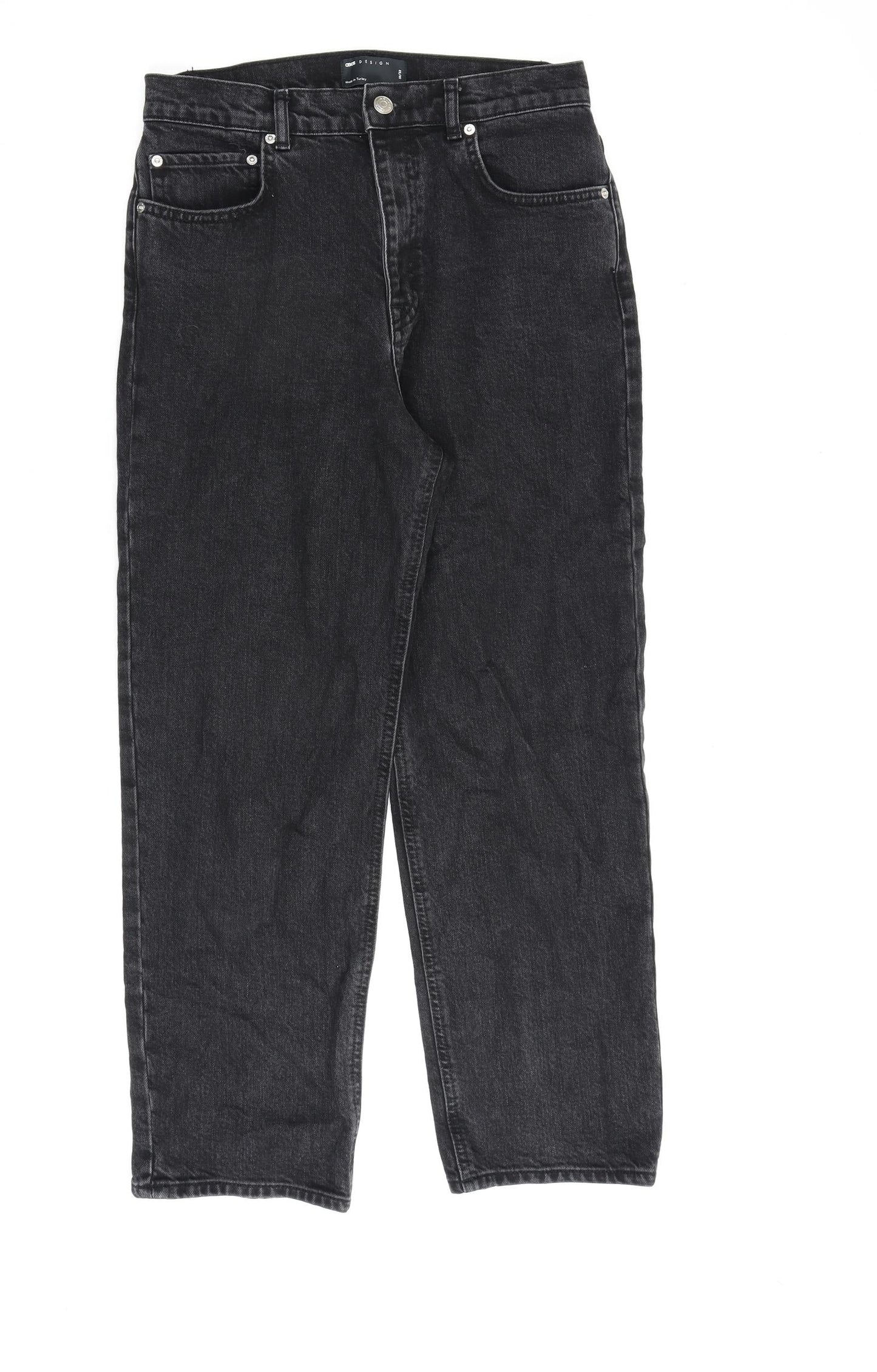 ASOS Womens Black Cotton Wide-Leg Jeans Size 30 in L32 in Regular Zip