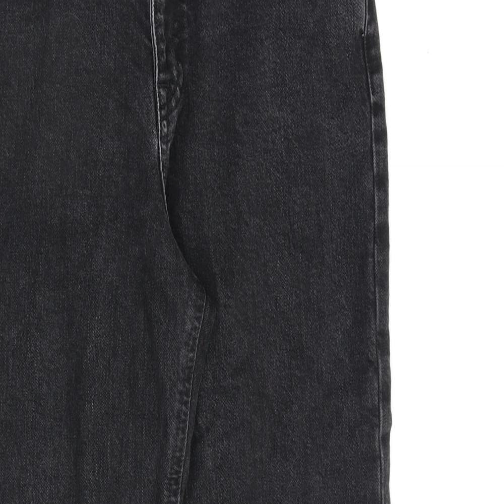 ASOS Womens Black Cotton Wide-Leg Jeans Size 30 in L32 in Regular Zip