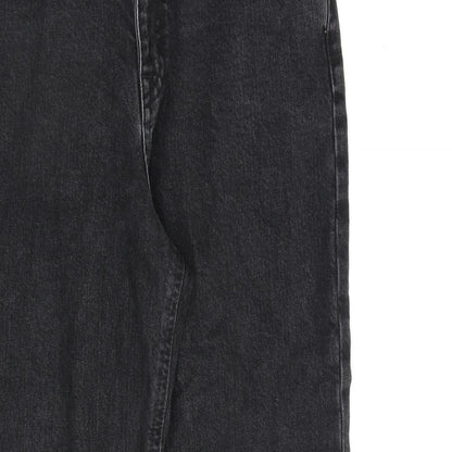 ASOS Womens Black Cotton Wide-Leg Jeans Size 30 in L32 in Regular Zip