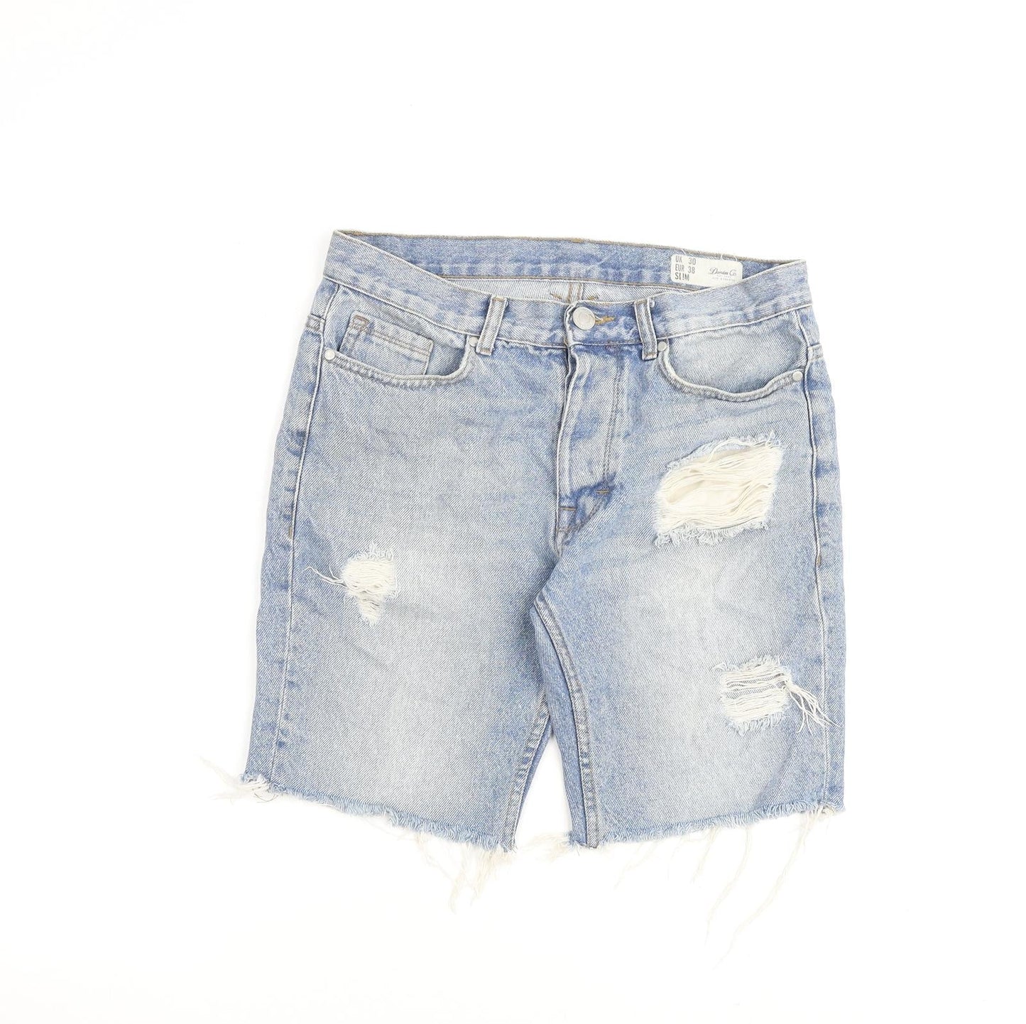 Denim & Co. Mens Blue Cotton Bermuda Shorts Size 30 in L9 in Regular Button