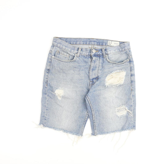 Denim & Co. Mens Blue Cotton Bermuda Shorts Size 30 in L9 in Regular Button