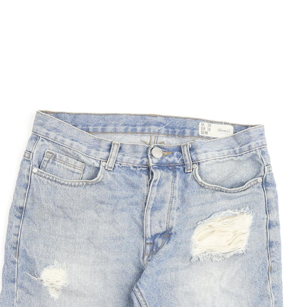 Denim & Co. Mens Blue Cotton Bermuda Shorts Size 30 in L9 in Regular Button