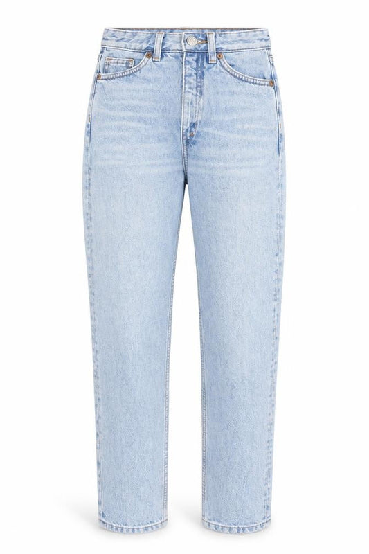 Monki Womens Blue Cotton Straight Jeans Size 24 in L27 in Regular Zip