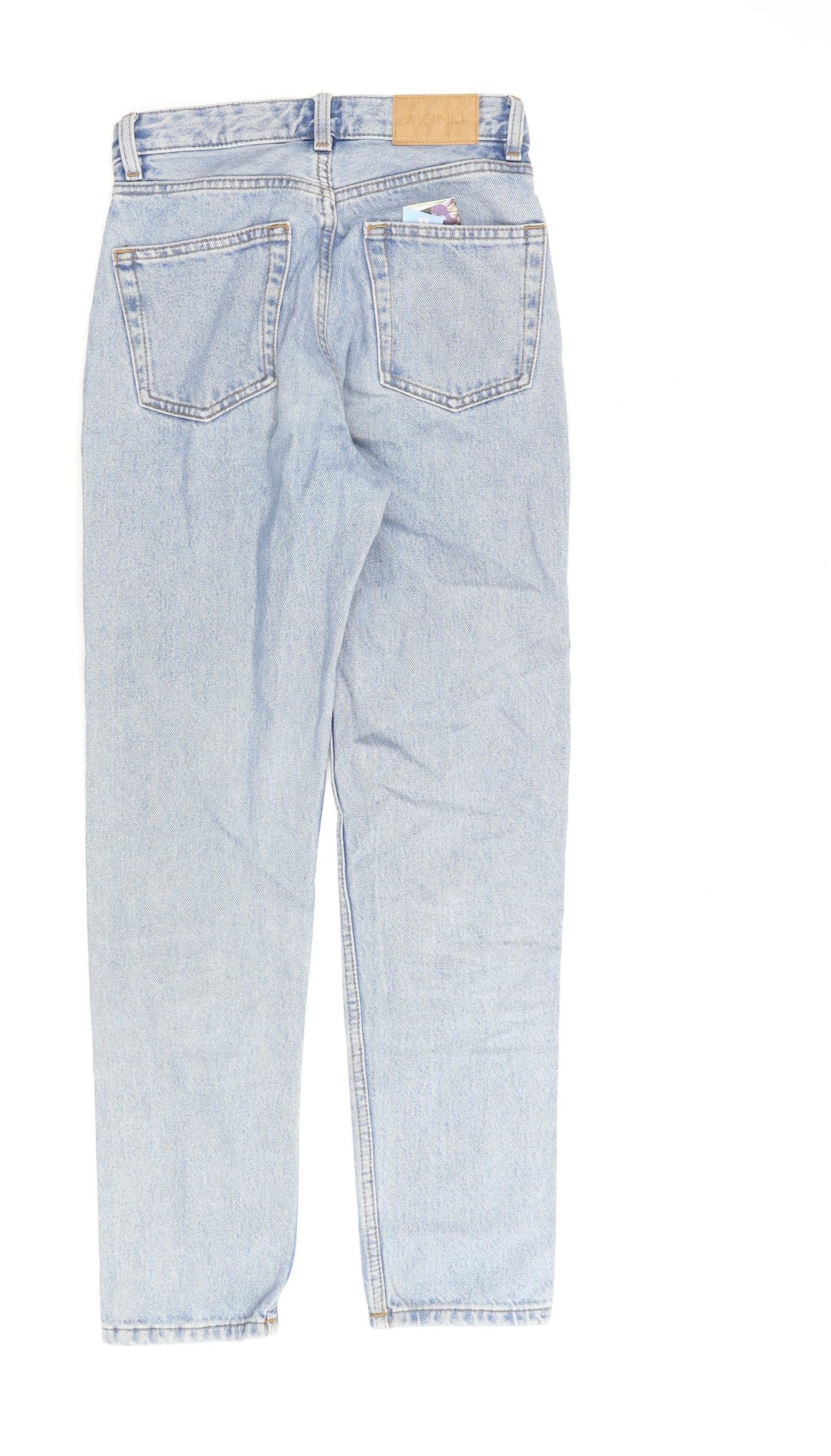 Monki Womens Blue Cotton Straight Jeans Size 24 in L27 in Regular Zip