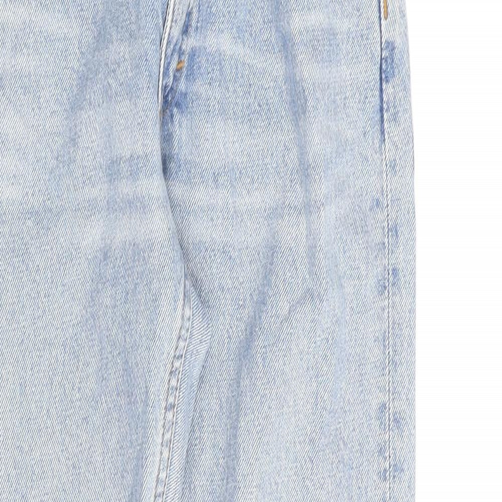 Monki Womens Blue Cotton Straight Jeans Size 24 in L27 in Regular Zip