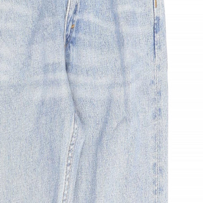 Monki Womens Blue Cotton Straight Jeans Size 24 in L27 in Regular Zip