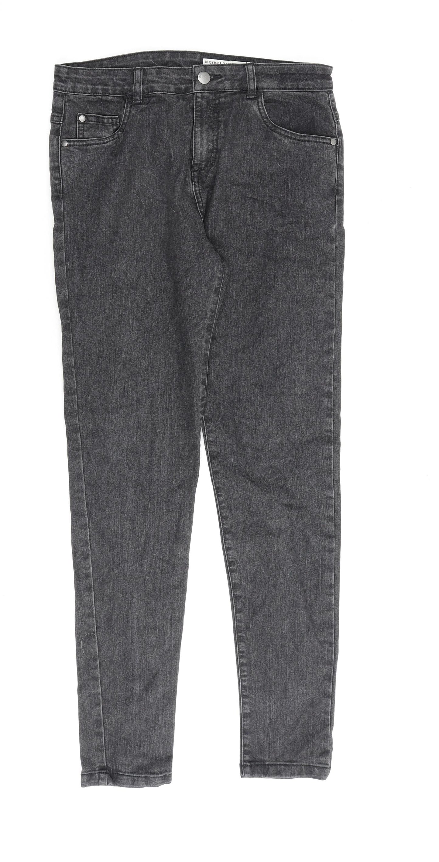 Very Girls Grey Cotton Skinny Jeans Size 15 Years L28 in Regular Zip