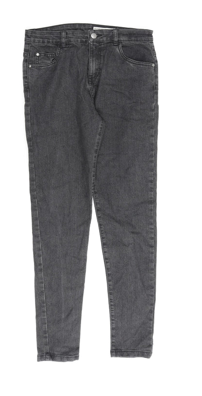Very Girls Grey Cotton Skinny Jeans Size 15 Years L28 in Regular Zip