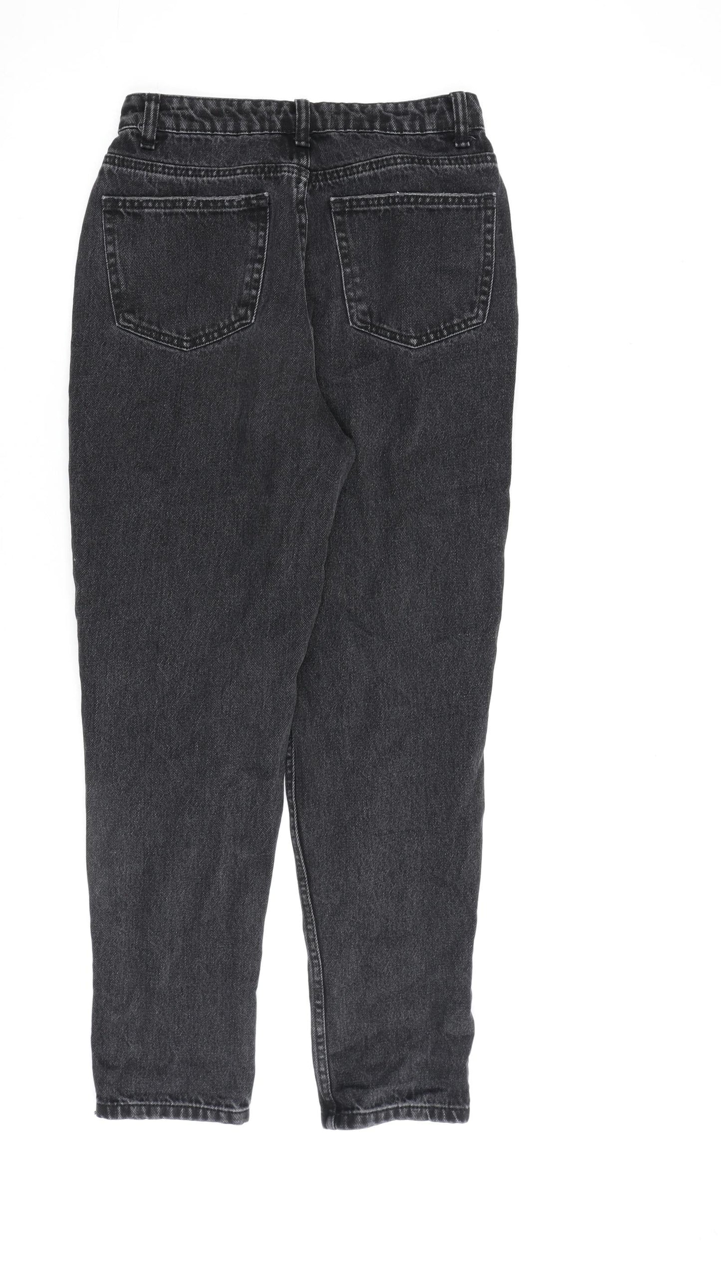 Denim & Co. Womens Grey Cotton Mom Jeans Size 8 L27 in Regular Zip