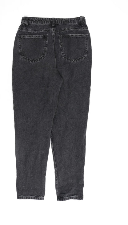 Denim & Co. Womens Grey Cotton Mom Jeans Size 8 L27 in Regular Zip