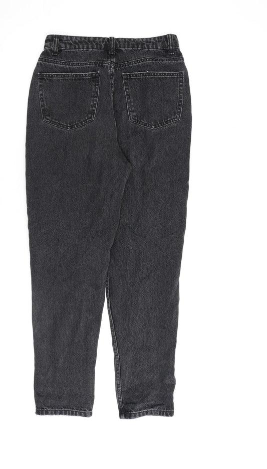 Denim & Co. Womens Grey Cotton Mom Jeans Size 8 L27 in Regular Zip