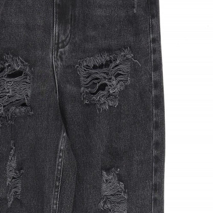 Denim & Co. Womens Grey Cotton Mom Jeans Size 8 L27 in Regular Zip