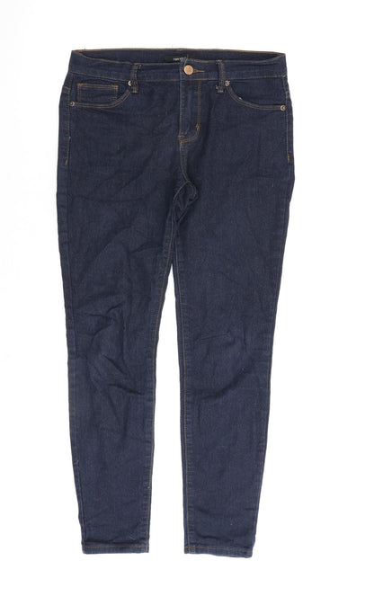 FOREVER 21 Womens Blue Herringbone Cotton Skinny Jeans Size 30 in L27 in Regular Zip