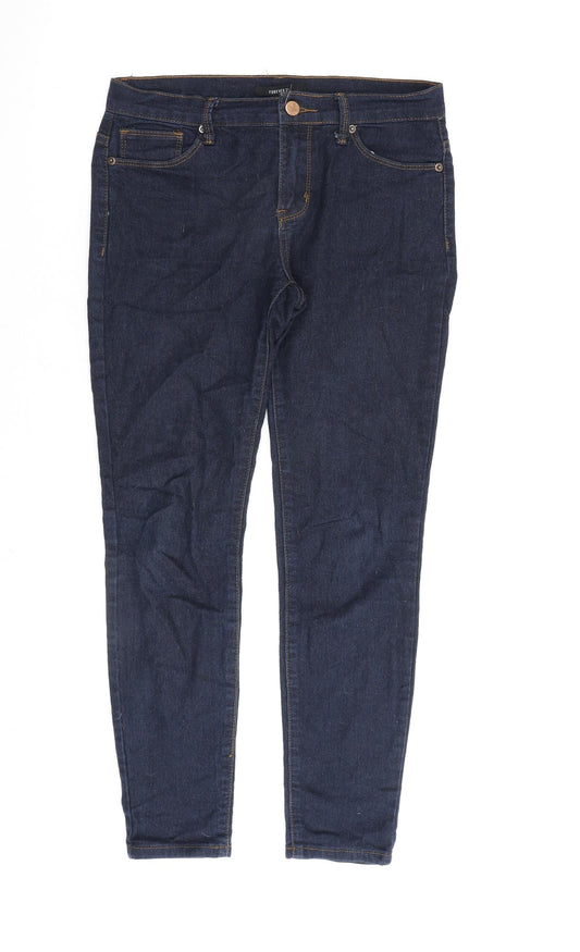 FOREVER 21 Womens Blue Herringbone Cotton Skinny Jeans Size 30 in L27 in Regular Zip