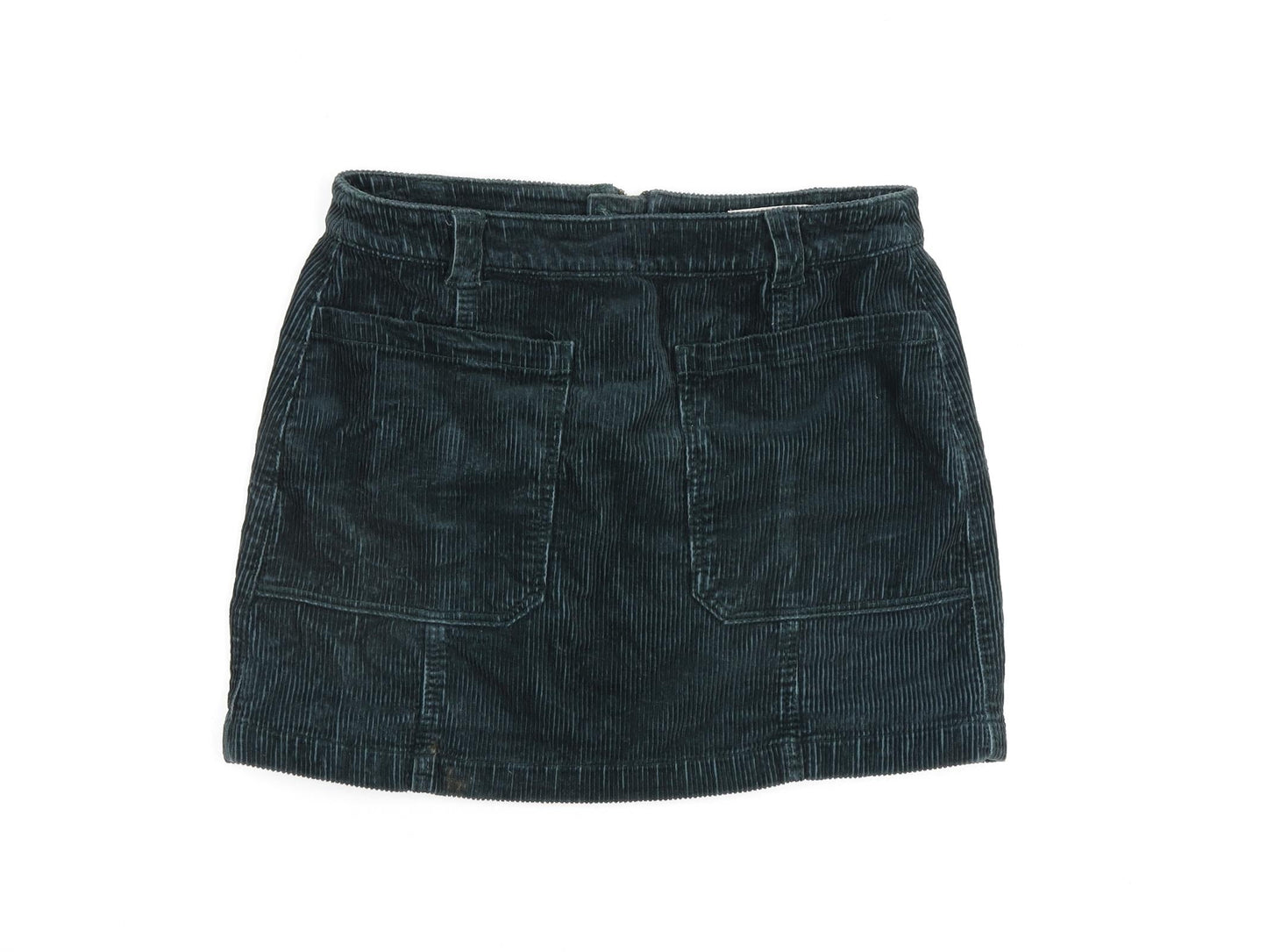 Indigo Womens Green Cotton A-Line Skirt Size 14 Zip