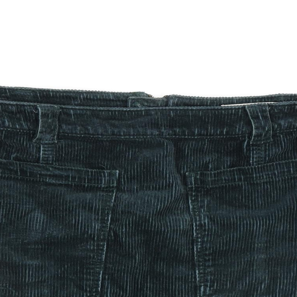 Indigo Womens Green Cotton A-Line Skirt Size 14 Zip