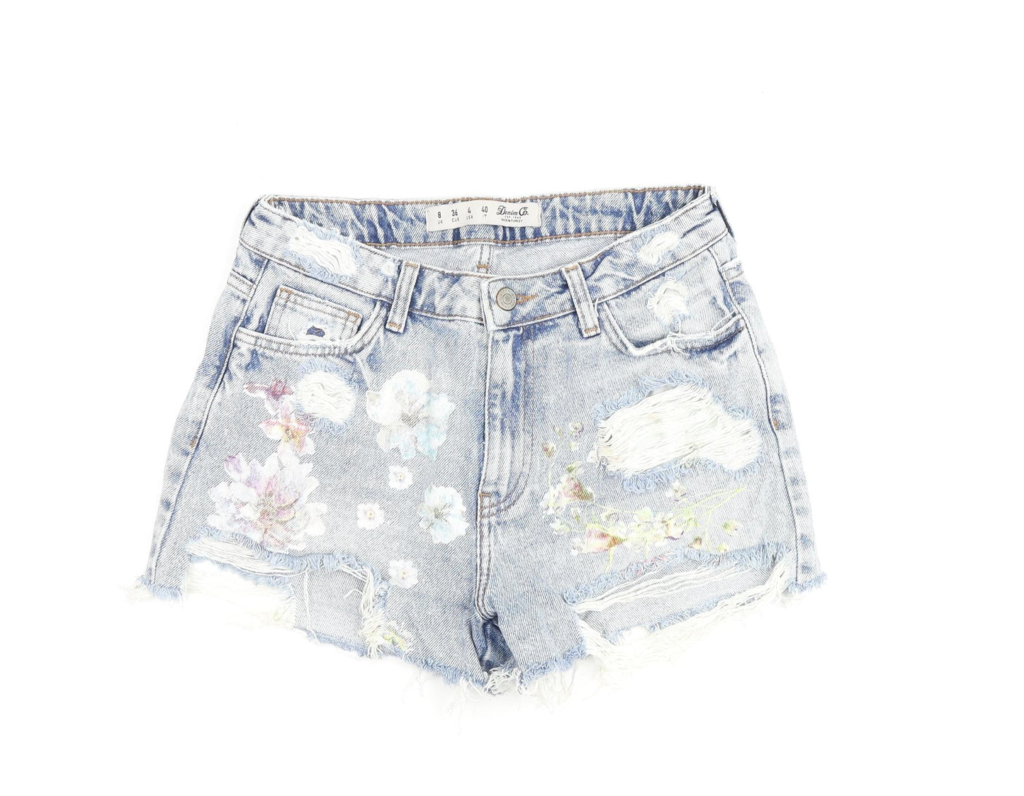 Denim & Co. Womens Blue 100% Cotton Cut-Off Shorts Size 8 L3 in Regular Zip