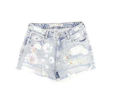 Denim & Co. Womens Blue 100% Cotton Cut-Off Shorts Size 8 L3 in Regular Zip