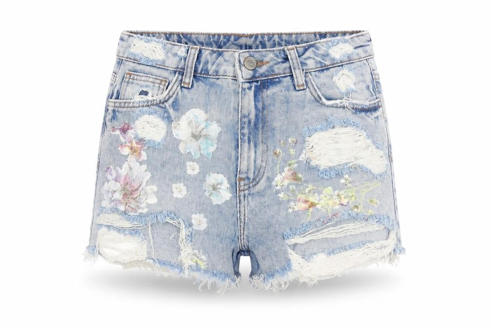 Denim & Co. Womens Blue 100% Cotton Cut-Off Shorts Size 8 L3 in Regular Zip