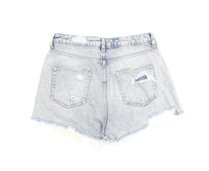 Denim & Co. Womens Blue 100% Cotton Cut-Off Shorts Size 8 L3 in Regular Zip