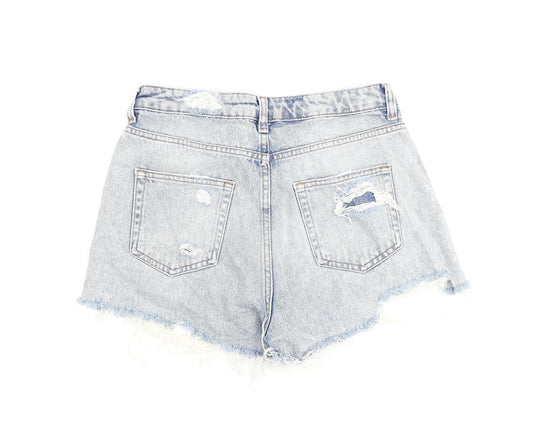 Denim & Co. Womens Blue 100% Cotton Cut-Off Shorts Size 8 L3 in Regular Zip