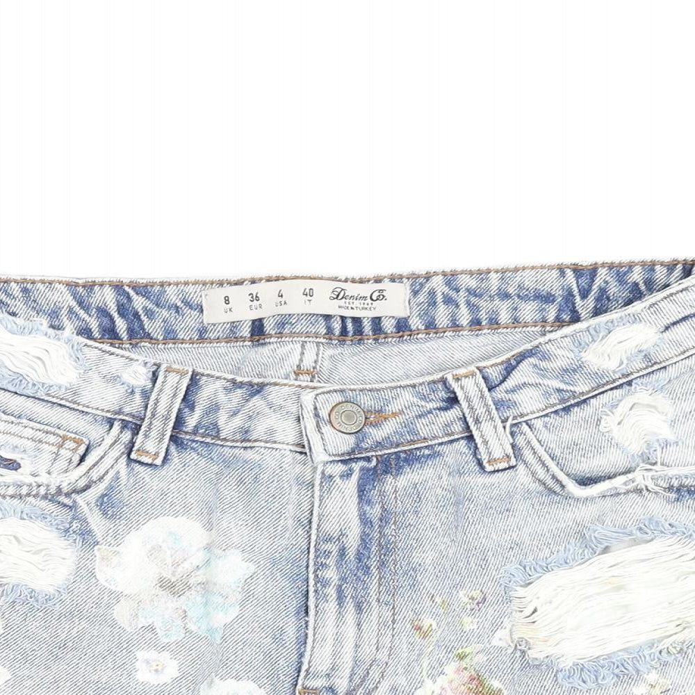 Denim & Co. Womens Blue 100% Cotton Cut-Off Shorts Size 8 L3 in Regular Zip