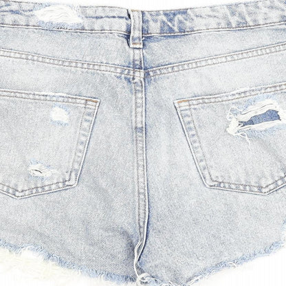 Denim & Co. Womens Blue 100% Cotton Cut-Off Shorts Size 8 L3 in Regular Zip