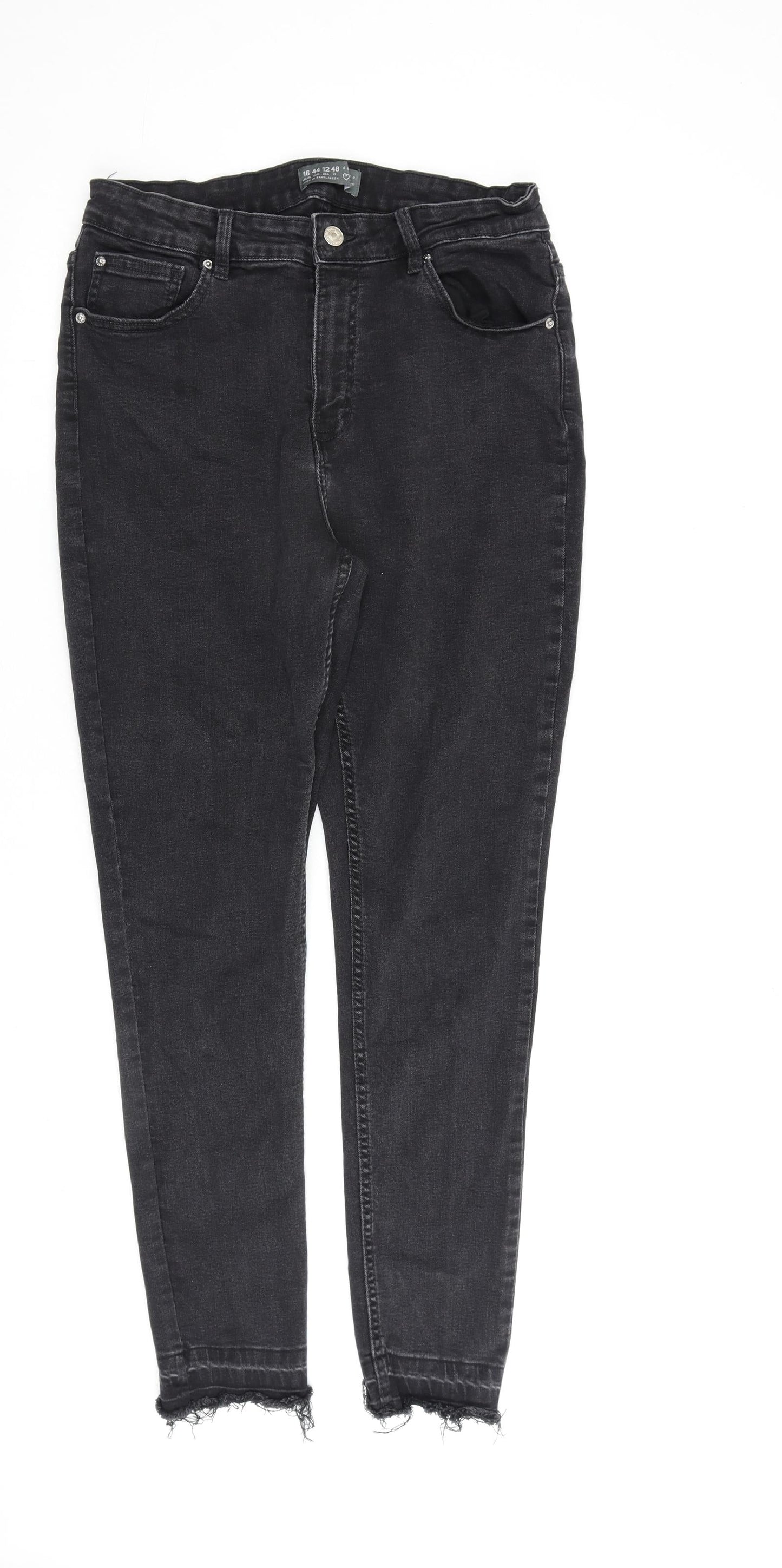 Denim & Co. Womens Grey Cotton Skinny Jeans Size 16 L28 in Regular Zip