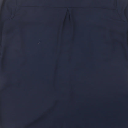 Marks and Spencer Womens Blue Polyester Basic Blouse Size 10 Round Neck