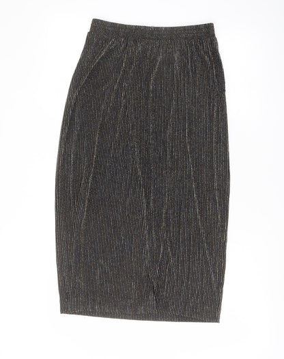 Monki Womens Black Striped Polyamide A-Line Skirt Size XS