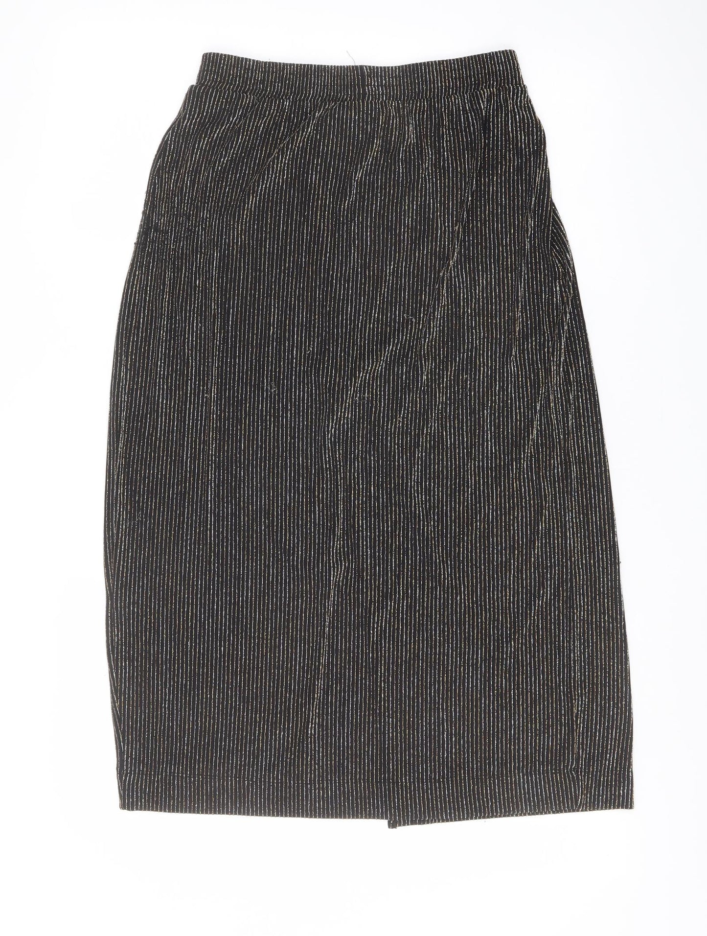 Monki Womens Black Striped Polyamide A-Line Skirt Size XS