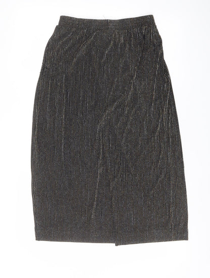 Monki Womens Black Striped Polyamide A-Line Skirt Size XS