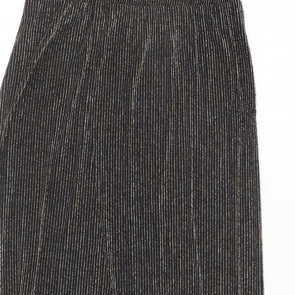 Monki Womens Black Striped Polyamide A-Line Skirt Size XS