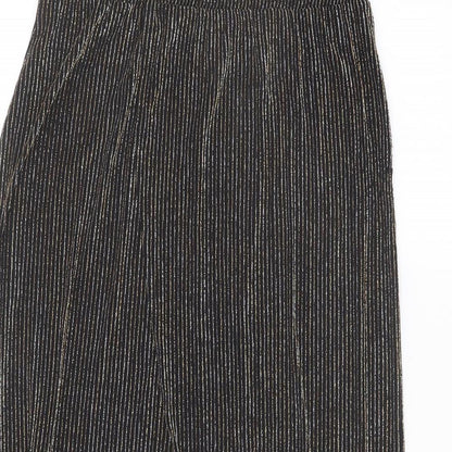 Monki Womens Black Striped Polyamide A-Line Skirt Size XS