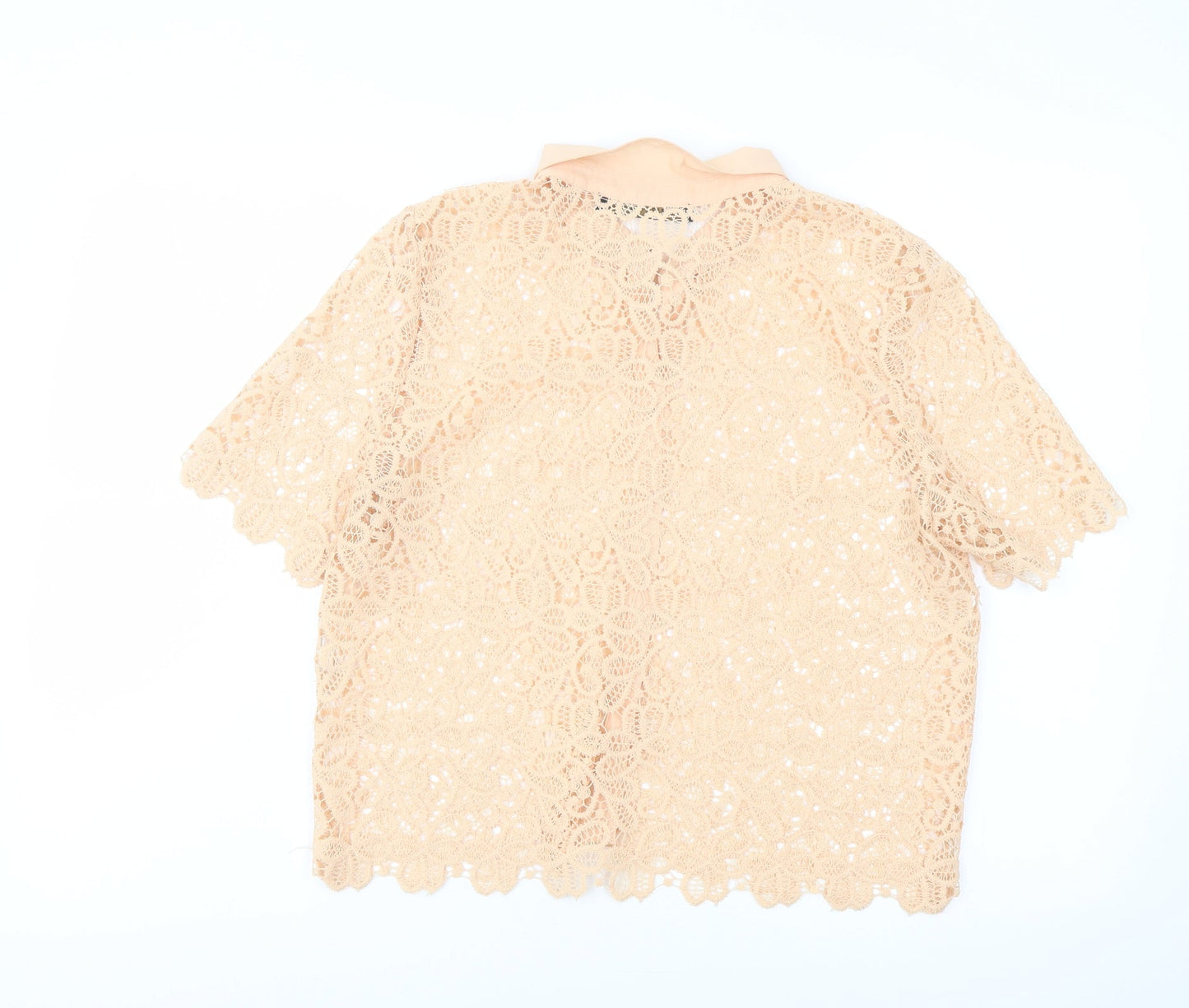Womens UK Size M Zara Pink Basic Button-Up