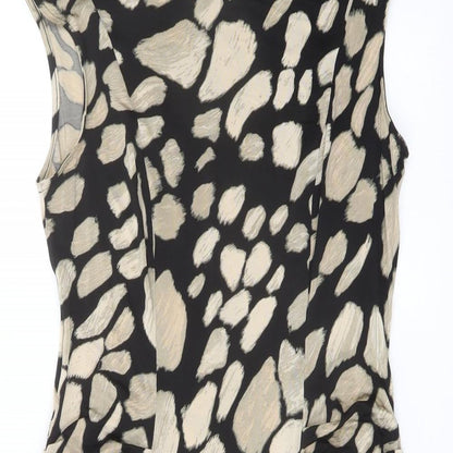 Marks and Spencer Womens Black Geometric Viscose Pencil Dress Size 14 Boat Neck Pullover