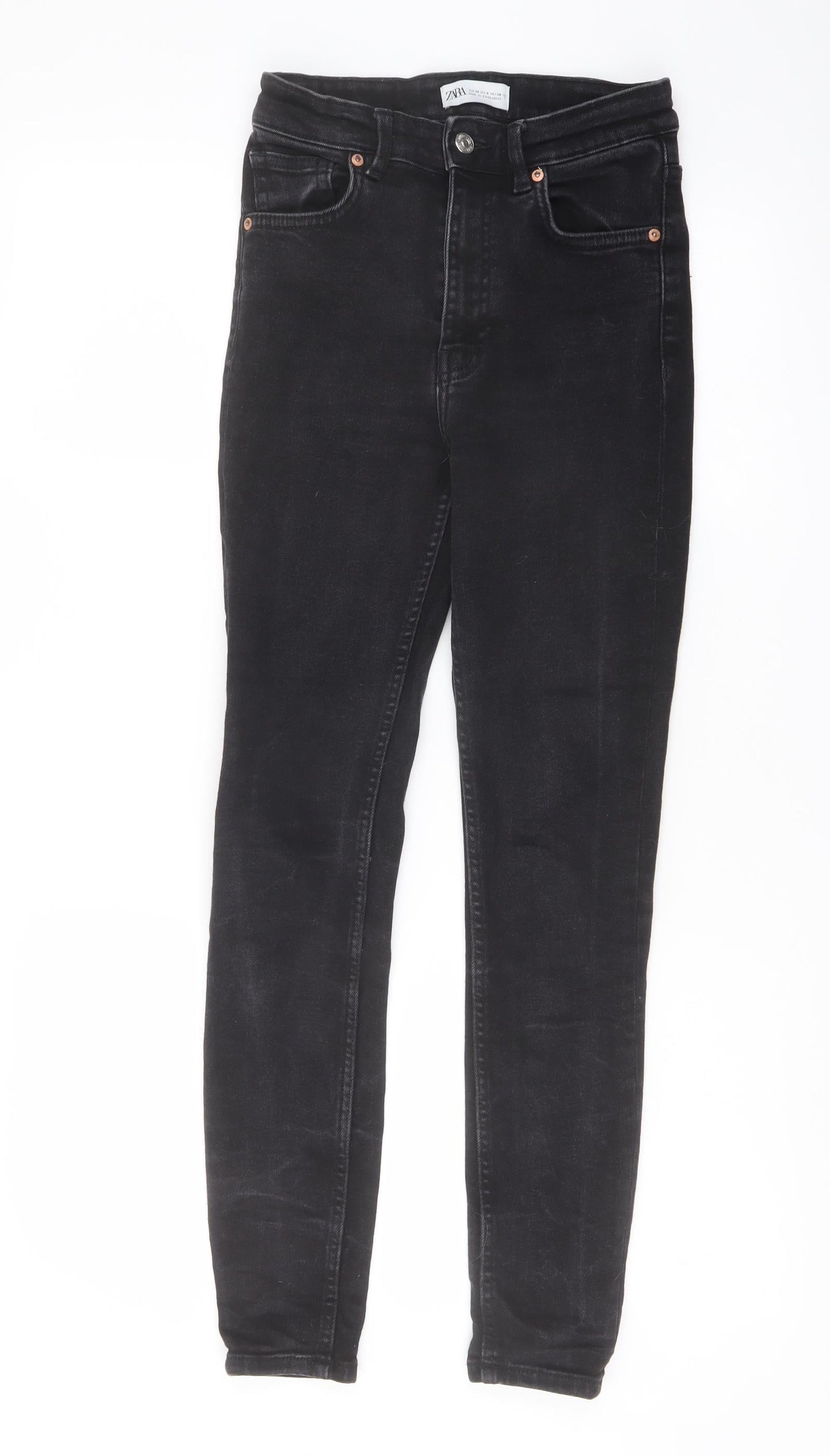 Zata Womens Black Cotton Skinny Jeans Size 8 L27 in Regular Button