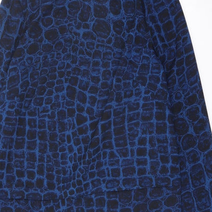 French Connection Womens Blue Geometric Polyester Sheath Size 10 Crew Neck Zip