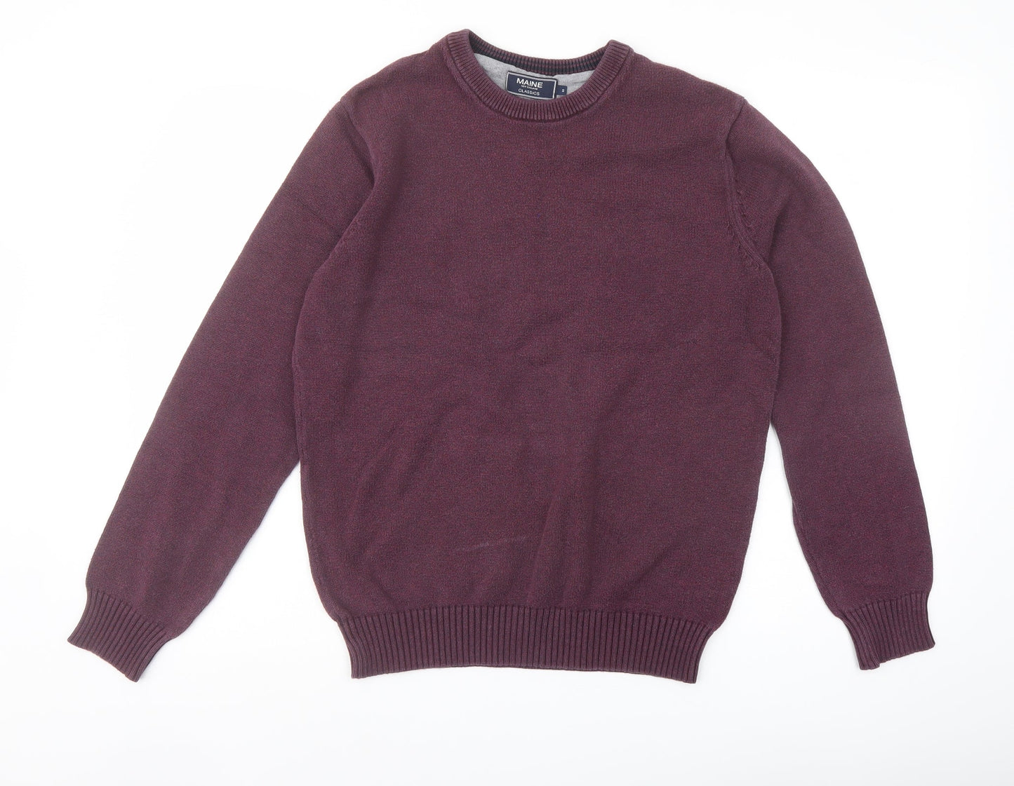 Maine Mens Pink Crew Neck Cotton Pullover Jumper Size S Long Sleeve