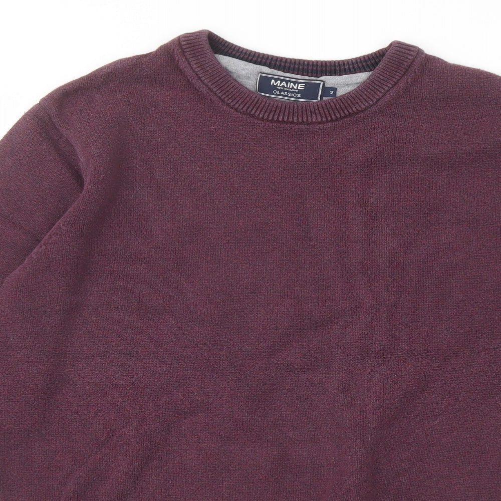 Maine Mens Pink Crew Neck Cotton Pullover Jumper Size S Long Sleeve