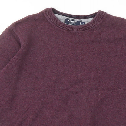 Maine Mens Pink Crew Neck Cotton Pullover Jumper Size S Long Sleeve