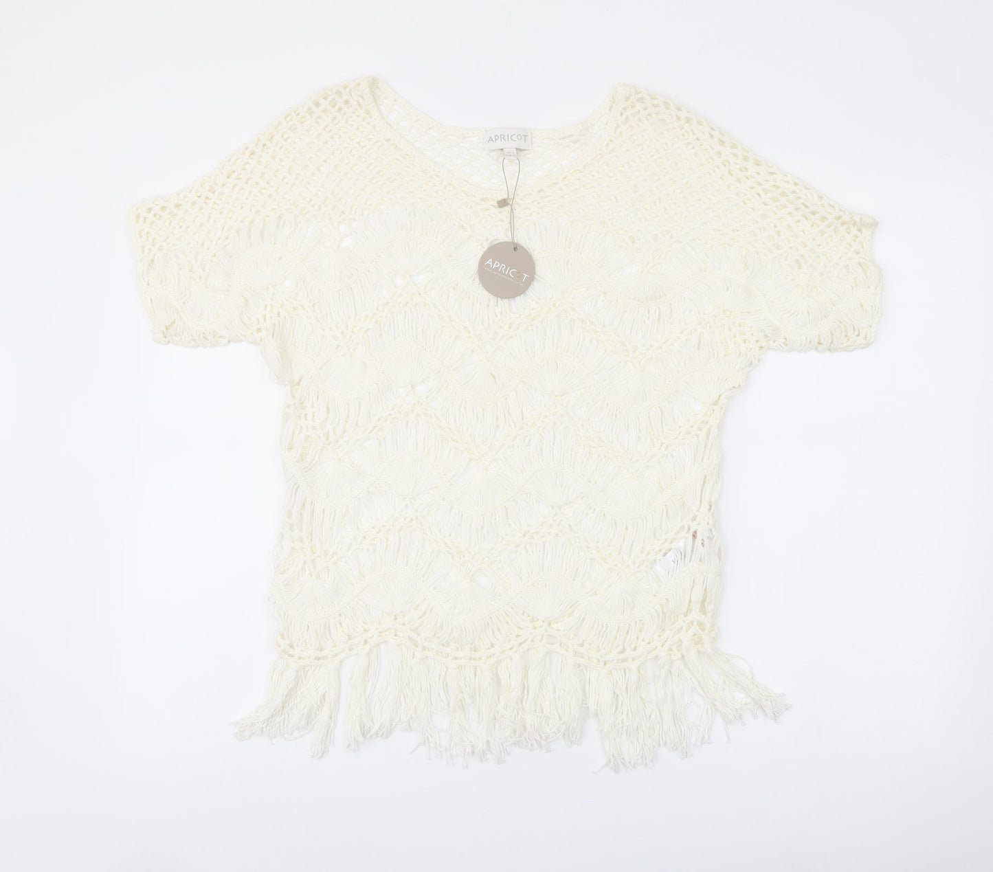 Womens UK Size 8 Apricot Ivory Basic Blouse