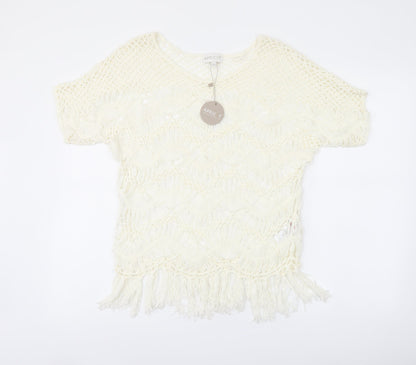 Womens UK Size 8 Apricot Ivory Basic Blouse