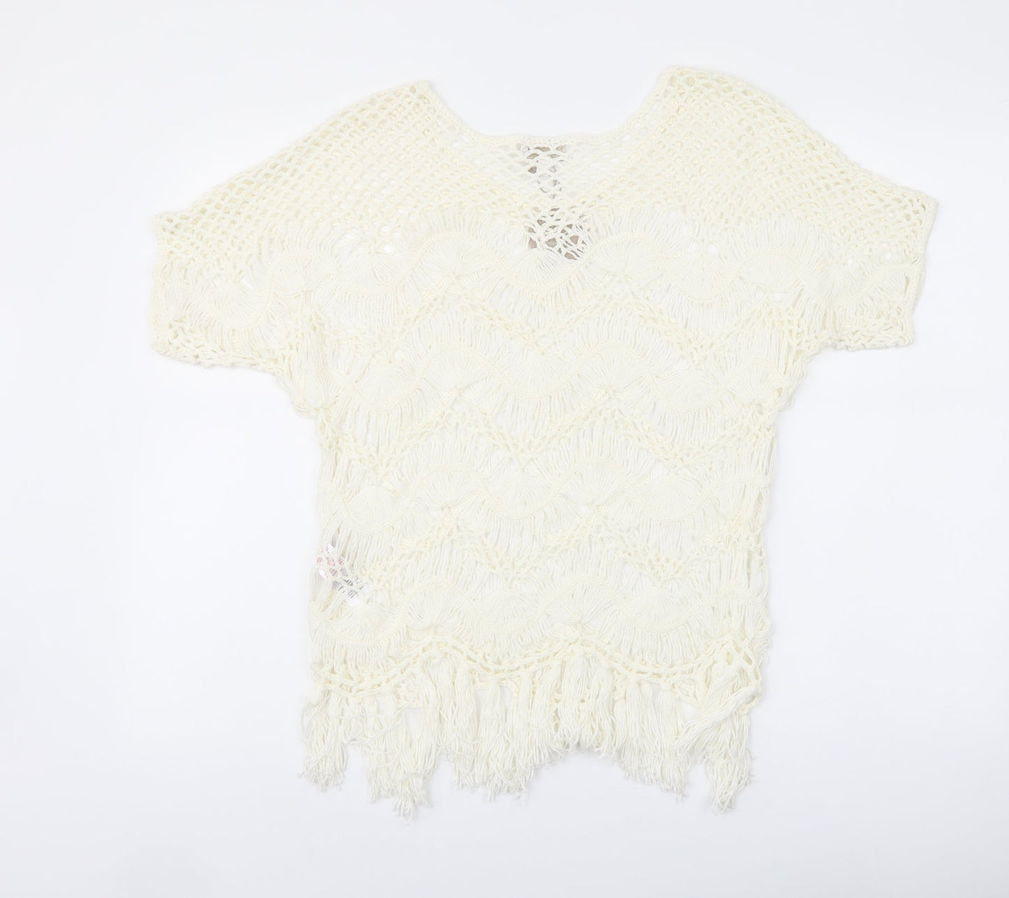 Womens UK Size 8 Apricot Ivory Basic Blouse