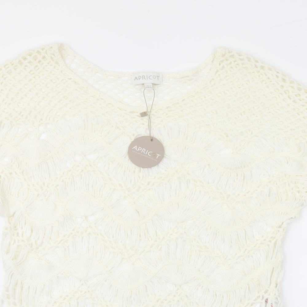 Womens UK Size 8 Apricot Ivory Basic Blouse